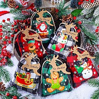 24 Pieces Christmas Burlap Gift Bags Christmas Treat Bags With Drawstrings Small Christmas Gift Goody Bags For Xmas Holiday New