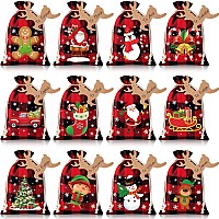 24 Pieces Christmas Burlap Gifttreat Bags With Drawstrings Small Christmas Gift Goody Bags For Xmas Holiday New Year Party Favo