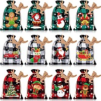 24 Pieces Christmas Burlap Gift Bags Christmas Treat Bags With Drawstrings Small Christmas Gift Goody Bags For Xmas Holiday New