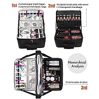 Monstina Rolling Makeup Train Casetrolley Cosmetic Case3Layer Cosmetic Organizerextra Large Makeup Travel Bag For Hairstylis