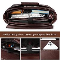 Leather Messenger Bag For Men 156 Inch Waterproof Vintage Leather Laptop Briefcase Large Satchel Shoulder Bag Office Travel Col