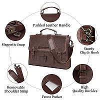 Leather Messenger Bag For Men 156 Inch Waterproof Vintage Leather Laptop Briefcase Large Satchel Shoulder Bag Office Travel Col