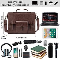 Leather Messenger Bag For Men 156 Inch Waterproof Vintage Leather Laptop Briefcase Large Satchel Shoulder Bag Office Travel Col