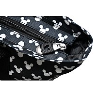 Disney Tote Mickey Minnie Mouse Icon Print Zipper Travel Bag Black Polka