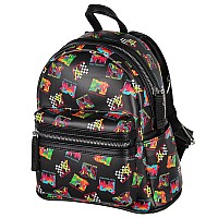 Intimo Mtv Music Television 80S Logo Tossed Print Zippered Mini Small Backpack Bag