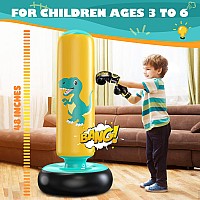 Qpau Inflatable Punching Bag 48 Inch Stable Inflatable Boxing Bag For 36 Kidsdinosaur Toy Gifts For Boys And Girls Kids Bo