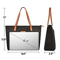 Prite Laptop Tote Bag For Women Shoulder Bag With 16 Computer Compartment For Work Travelblack