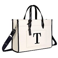 Topdesign Initial Laptop Tote Bag For Women Stylish Canvas Bag For 156 Inch Computer Personalized Monogrammed Work Purse Lar