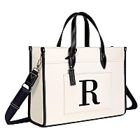 Topdesign Initial Laptop Tote Bag For Women Stylish Canvas Bag For 156 Inch Computer Personalized Monogrammed Work Purse Lar