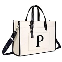 Topdesign Initial Laptop Tote Bag For Women Stylish Canvas Bag For 156 Inch Computer Personalized Monogrammed Work Purse Lar