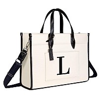 Topdesign Initial Laptop Tote Bag For Women Stylish Canvas Bag For 156 Inch Computer Personalized Monogrammed Work Purse Lar