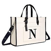 Topdesign Initial Laptop Tote Bag For Women Stylish Canvas Bag For 156 Inch Computer Personalized Monogrammed Work Purse Lar