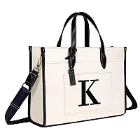 Topdesign Initial Laptop Tote Bag For Women Stylish Canvas Bag For 156 Inch Computer Personalized Monogrammed Work Purse Lar