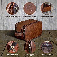 Elulae Personalized Leather Toiletry Bag For Men, Large Capacity Toiletry Travel Bag, Pu Leather Waterproof Shaving Dopp Kit, Travel Essentials Customized Gifts For Husband, Groomsmen, Father'S Day