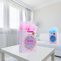 Elephantpackage 2Pcs 126 Large Dots Birthday Gift Bags With Tissue Papers For Kids Boys Girls Party Favor Baby Shower