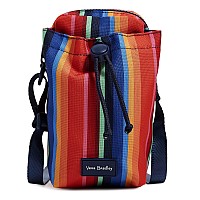 Vera Bradley Womens Recycled Lighten Up Reactive Deluxe Water Bottle Crossbody Sling Bag Bright Stripe One Size