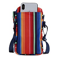 Vera Bradley Womens Recycled Lighten Up Reactive Deluxe Water Bottle Crossbody Sling Bag Bright Stripe One Size