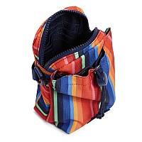 Vera Bradley Womens Recycled Lighten Up Reactive Deluxe Water Bottle Crossbody Sling Bag Bright Stripe One Size