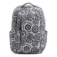 Vera Bradley Womens Cotton Large Travel Backpack Travel Bag Tranquil Medallion Recycled Cotton One Size