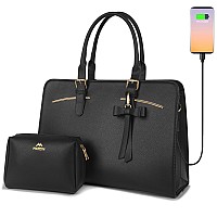 Matein 14 Inch Laptop Bag For Women Lightweight Pu Leather Computer Briefcase Ladies Business Office Work Bag With Usb Chargin