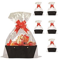 Baskets For Gifts Empty 5 Pcs Black Gift Bags With Handles Diy Kit Gift Basket Empty To Fill Bulk For Party Favors Wedding Bir