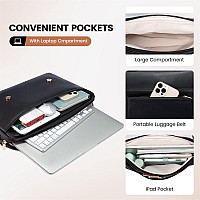 Lovevook Computer Bag Laptop Bag For Women Cute Pu Laptop Messenger Bag For Work Collegeblack