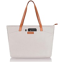 Prite Laptop Tote Bag For Women Shoulder Bag With 16 Computer Compartment For Work Travelbeige