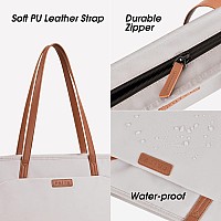 Prite Laptop Tote Bag For Women Shoulder Bag With 16 Computer Compartment For Work Travelbeige