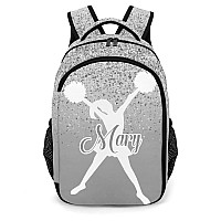 Anneunique Personalized Cheerleader Backpack Casual Bag Daypack Laptop Bag For Family Party Gift Gray Bling Print Cheer