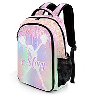 Anneunique Cheerleading Backpack Multifunctional Waterproof Laptop Bag For Travel Gift Colorful Glitter Sparkly Print Simple Che