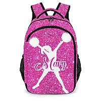 Anneunique Custom Cheerleader Backpack Name Casual Bag Daypack For Women Men Camping Hiking Pink Red Bling Print Simple Cheer