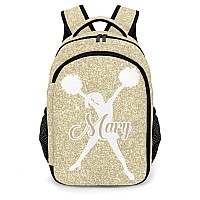 Anneunique Personalized Cheerleader Backpack Casual Bag Daypack Laptop Bag For Family Party Gift Golden Bling Print Simple Cheer