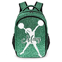 Anneunique Custom Cheerleader Backpack Custom Multifunctional Waterproof Laptop Bag For Travel Gift Green Bling Print Simple Che