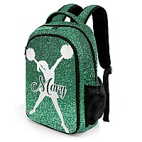 Anneunique Custom Cheerleader Backpack Custom Multifunctional Waterproof Laptop Bag For Travel Gift Green Bling Print Simple Che