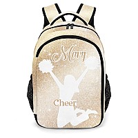 Anneunique Personalized Cheerleader Backpack Casual Bag Daypack Laptop Bag For Family Party Gift Golden Bling Print Cheerleading