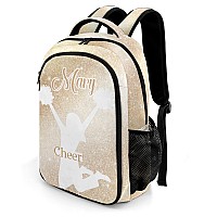 Anneunique Personalized Cheerleader Backpack Casual Bag Daypack Laptop Bag For Family Party Gift Golden Bling Print Cheerleading