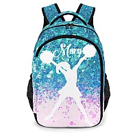 Anneunique Custom Cheerleader Backpack Name Casual Bag Daypack For Women Men Camping Hiking Cheer Girl Mermaid Scales Sparkly Bl