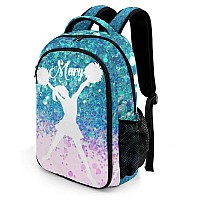 Anneunique Custom Cheerleader Backpack Name Casual Bag Daypack For Women Men Camping Hiking Cheer Girl Mermaid Scales Sparkly Bl