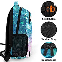 Anneunique Custom Cheerleader Backpack Name Casual Bag Daypack For Women Men Camping Hiking Cheer Girl Mermaid Scales Sparkly Bl