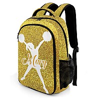 Anneunique Personalized Cheerleader Backpack Casual Bag Daypack For Women Men Camping Hiking Yellow Bling Gold Sparkly Print Sim