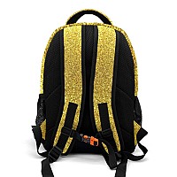 Anneunique Personalized Cheerleader Backpack Casual Bag Daypack For Women Men Camping Hiking Yellow Bling Gold Sparkly Print Sim