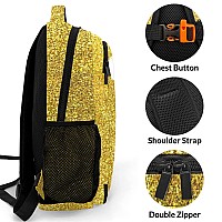 Anneunique Personalized Cheerleader Backpack Casual Bag Daypack For Women Men Camping Hiking Yellow Bling Gold Sparkly Print Sim