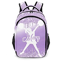 Anneunique Personalized Cheerleader Backpack Casual Bag Daypack For Women Men Camping Hiking Purple Bling Glitter Print Cheer