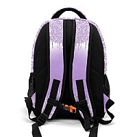 Anneunique Personalized Cheerleader Backpack Casual Bag Daypack For Women Men Camping Hiking Purple Bling Glitter Print Cheer