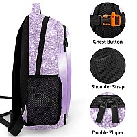 Anneunique Personalized Cheerleader Backpack Casual Bag Daypack For Women Men Camping Hiking Purple Bling Glitter Print Cheer