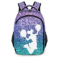 Anneunique Personalized Cheerleader Backpack Multifunctional Waterproof Laptop Bag For Travel Gift Colorful Bling Sparkly Print