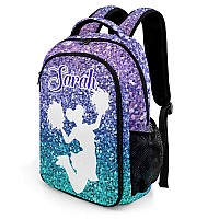 Anneunique Personalized Cheerleader Backpack Multifunctional Waterproof Laptop Bag For Travel Gift Colorful Bling Sparkly Print