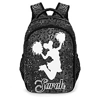 Anneunique Custom Cheerleader Backpack Custom Multifunctional Waterproof Laptop Bag For Travel Gift Cheer Black Sparkly Bling Pr