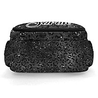 Anneunique Custom Cheerleader Backpack Custom Multifunctional Waterproof Laptop Bag For Travel Gift Cheer Black Sparkly Bling Pr