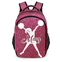 Anneunique Personalized Cheerleader Backpack Casual Bag Daypack Laptop Bag For Family Party Gift Red Bling Print Simple Cheer